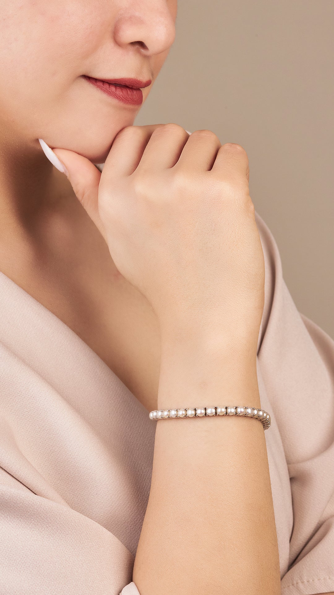 Tennis pearls bracelet