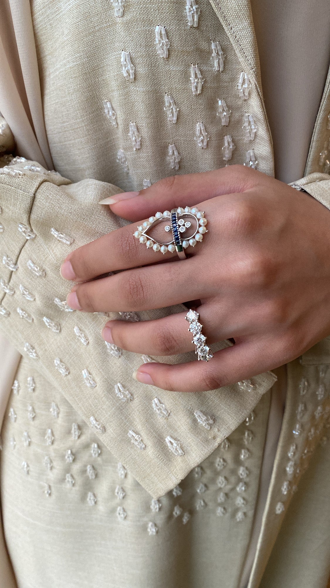 Alshahed pearls diamond Ring