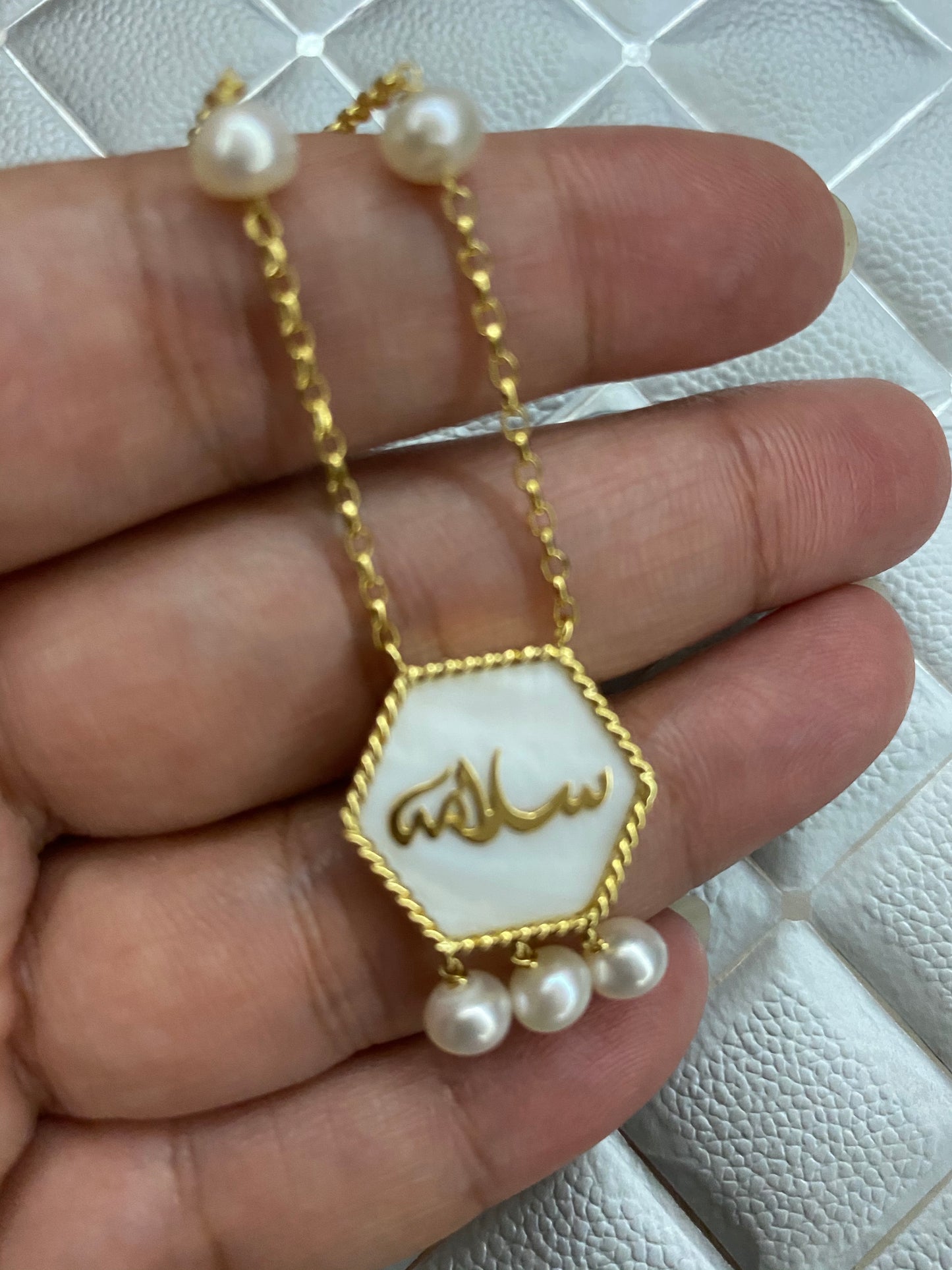 Hexagonal shape Name necklace