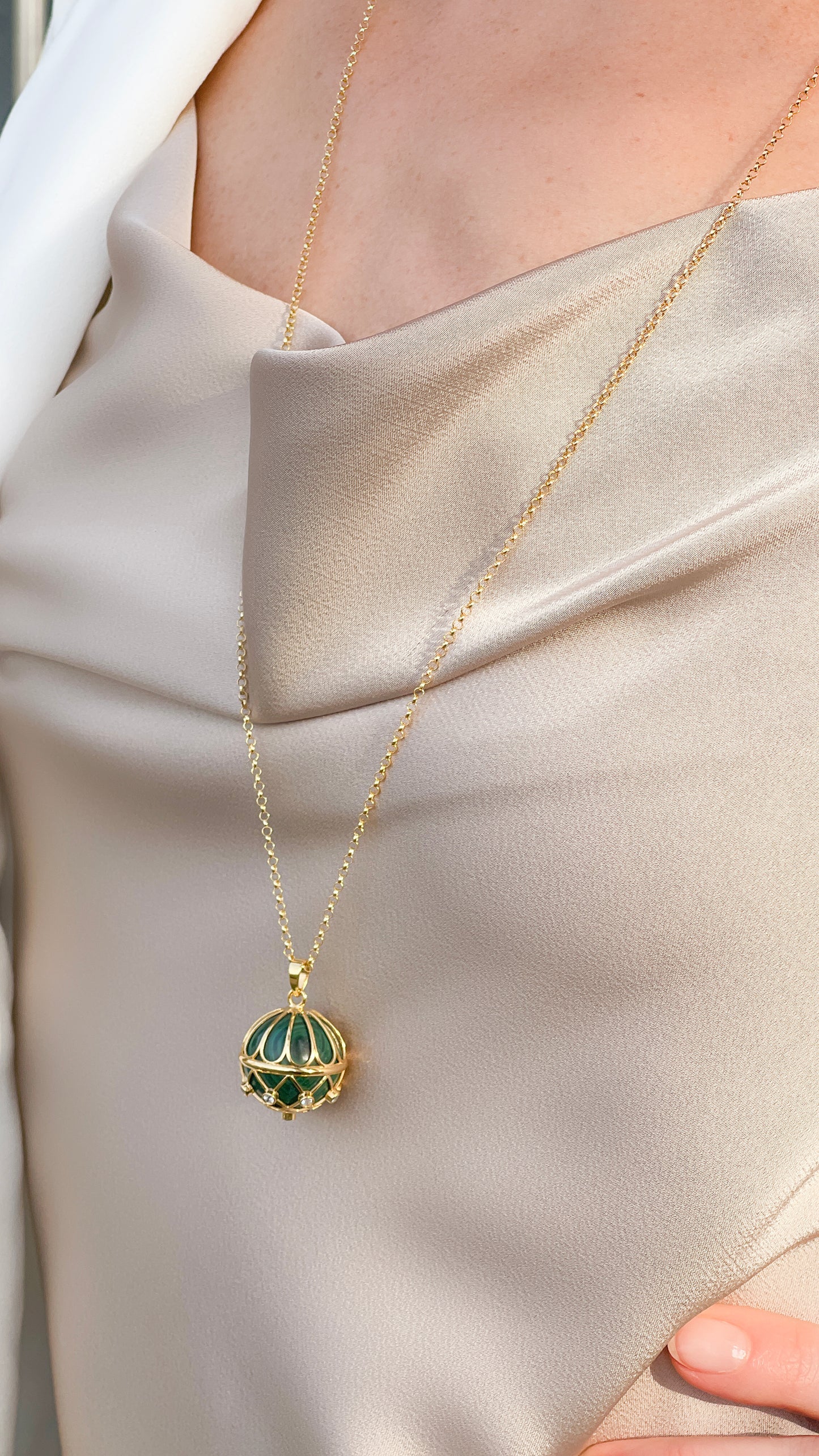 Aldyyn Set earring + pendant Malachite ( Ball )