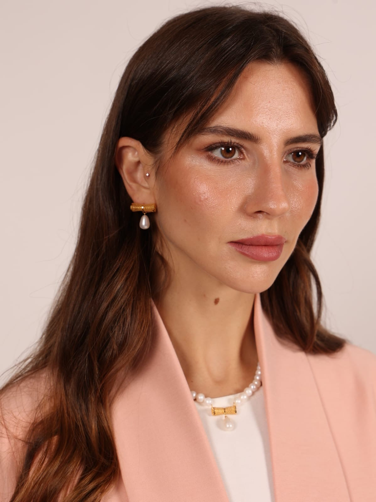 Tukah pearl 21k set ( necklace & earrings)