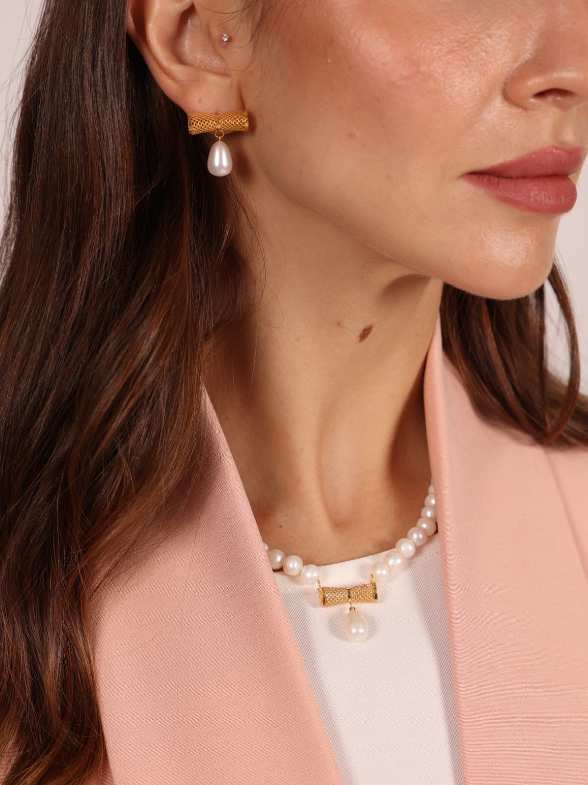 Tukah pearl 21k set ( necklace & earrings)