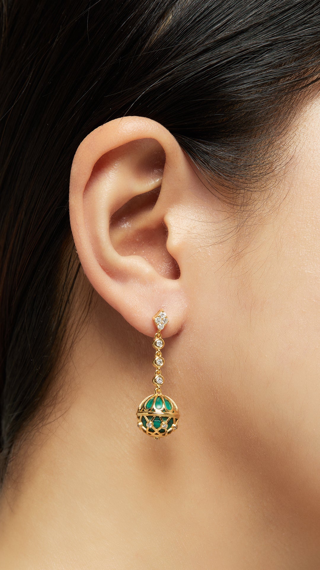 Aldyyn Set earring + pendant Malachite ( Ball )