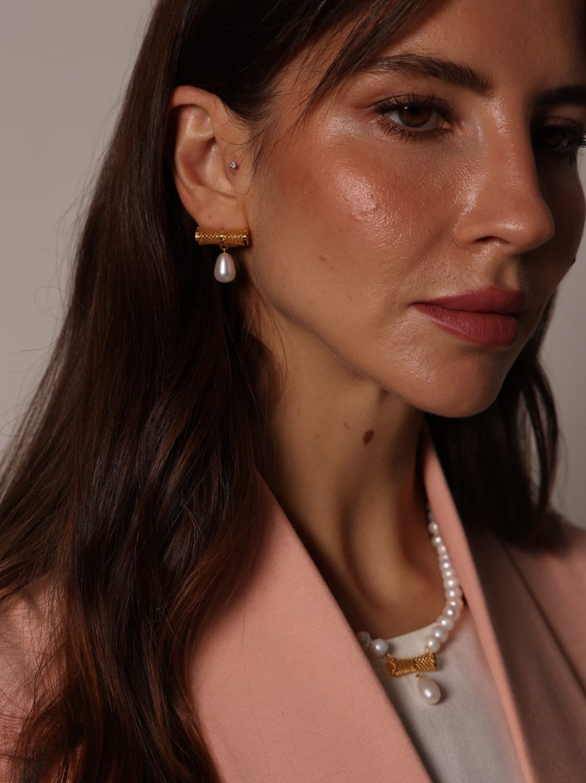 Tukah pearl 21k set ( necklace & earrings)