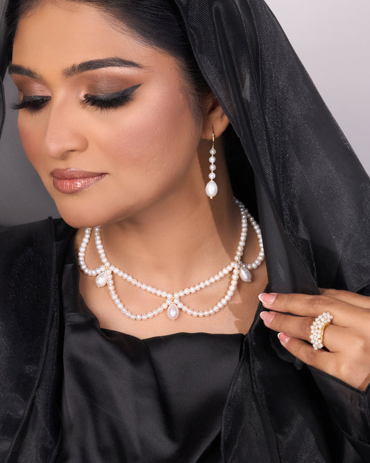 Qatrah pearls set ( chocker + earrings )