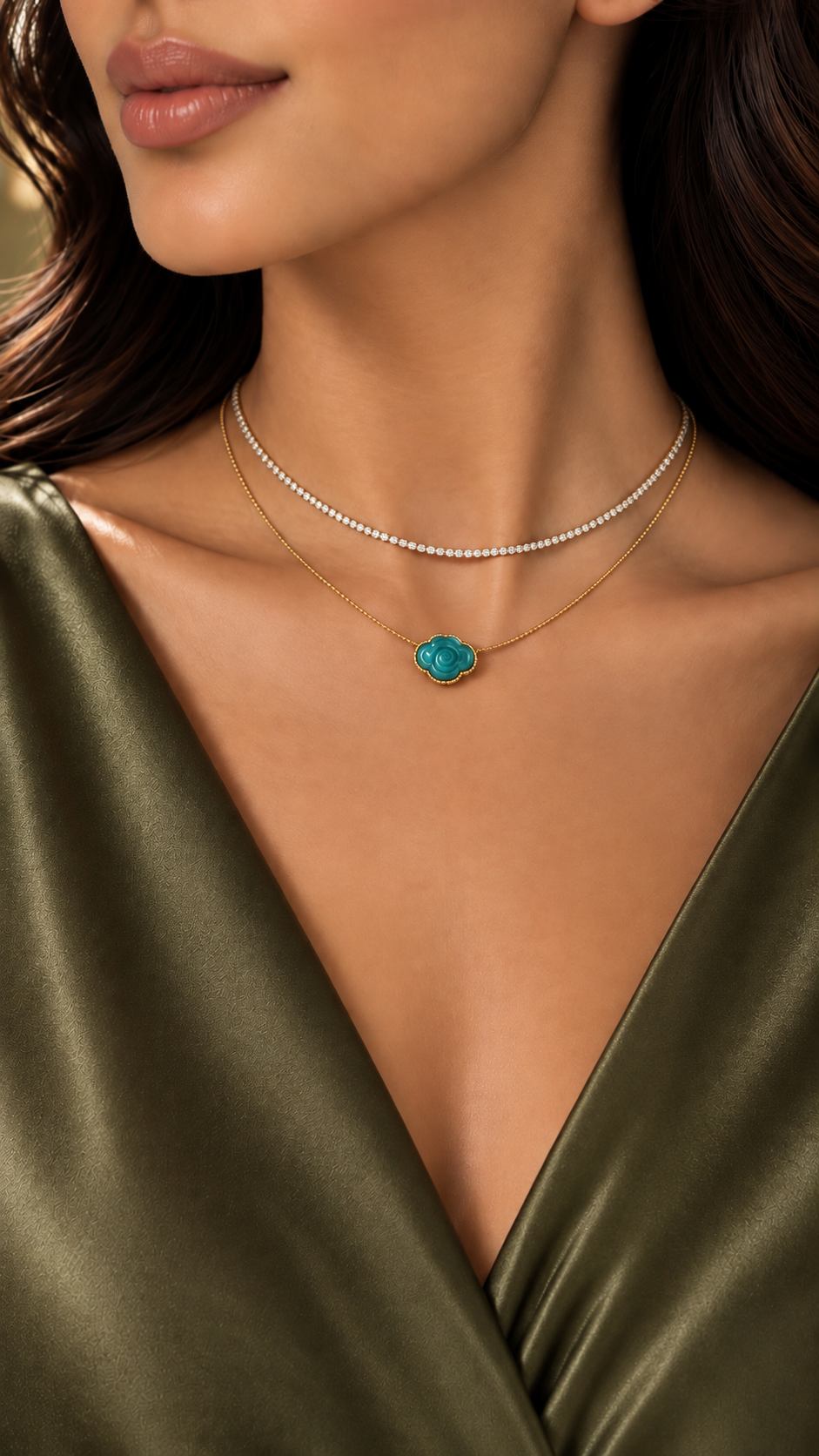 Turquoise rose Necklace